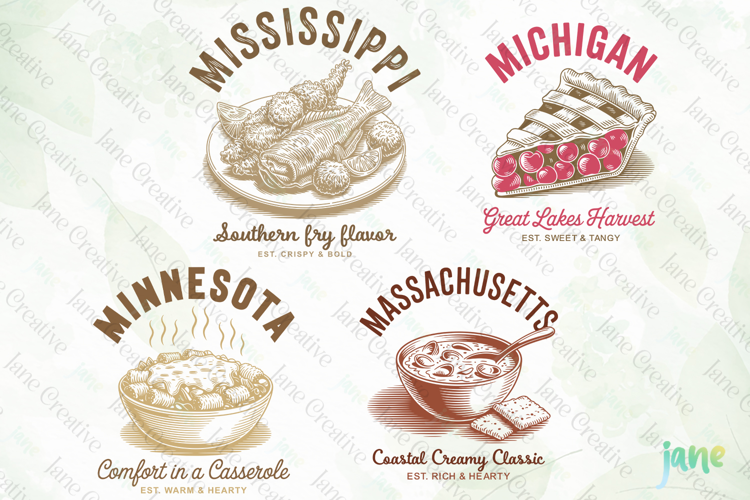4-State Vintage Food SVG PNG