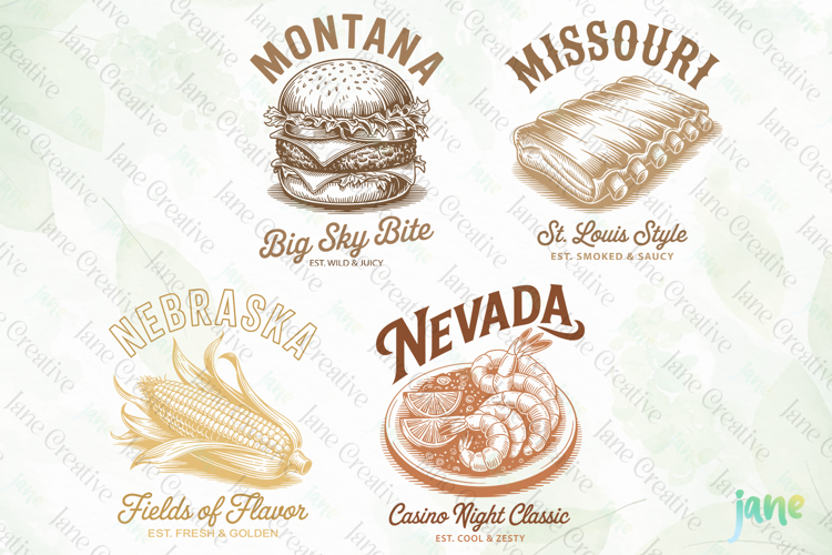 4-State Vintage Food SVG PNG