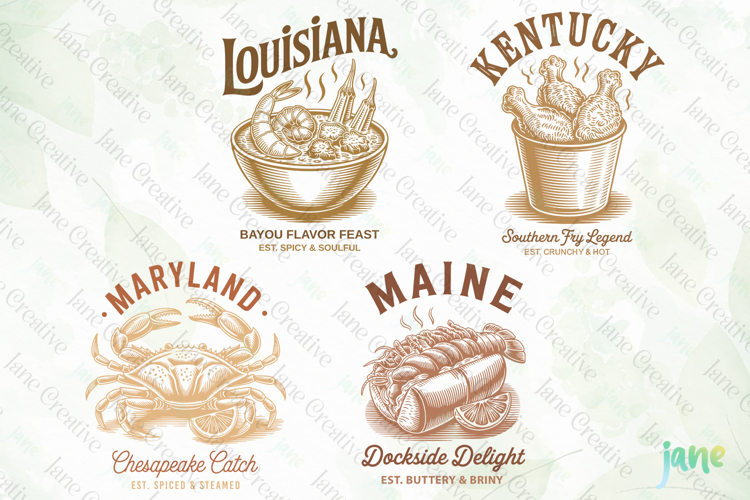 4-State Vintage Food SVG PNG