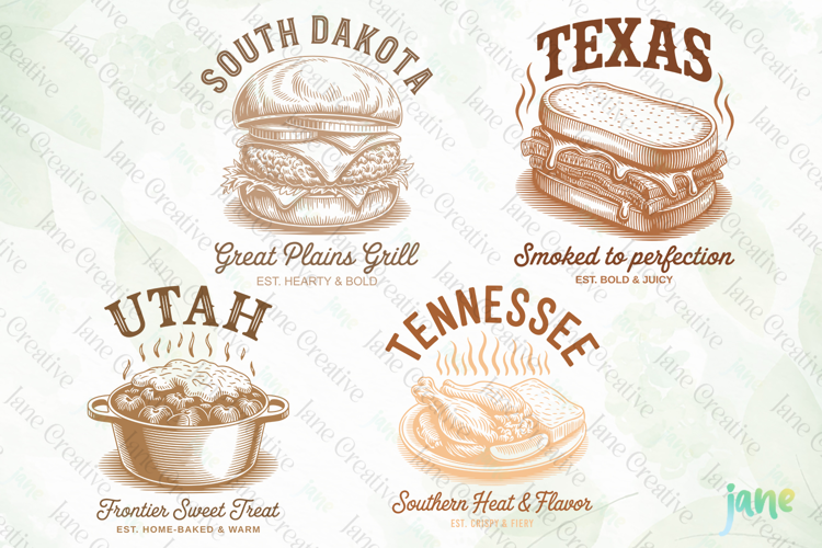 4-State Vintage Food SVG PNG