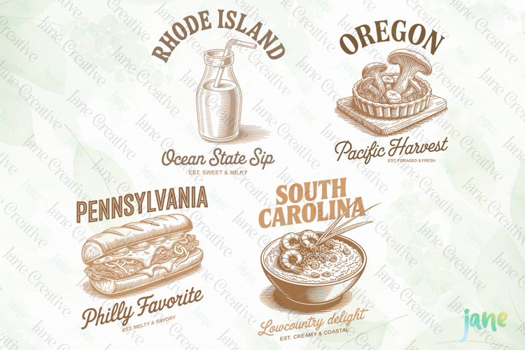 4-State Vintage Food SVG PNG