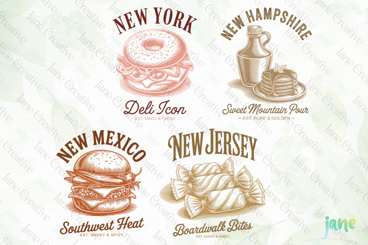 4-State Vintage Food SVG PNG