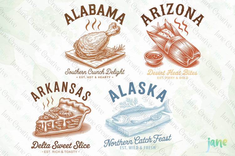 4-State Vintage Food SVG PNG