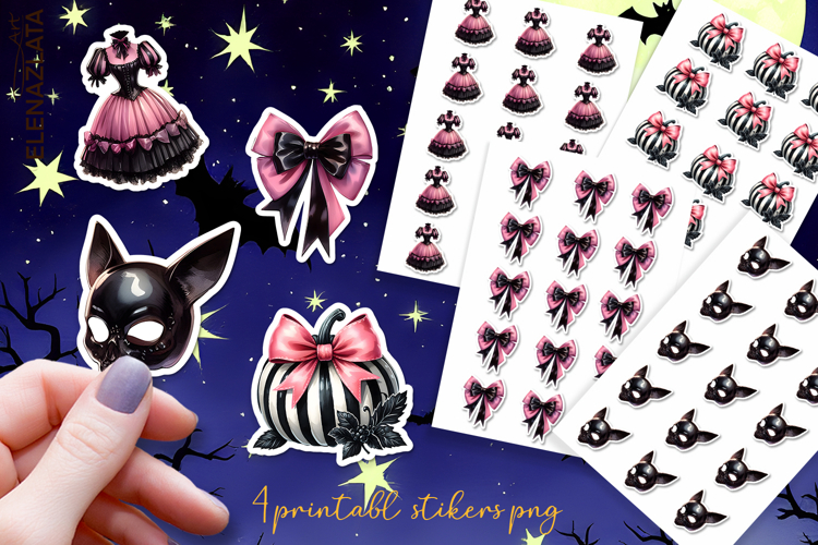 Halloween Stickers, pink bow Stickers