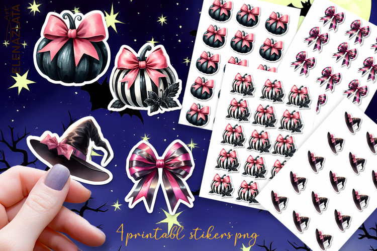 Halloween Stickers, pink bow Stickers