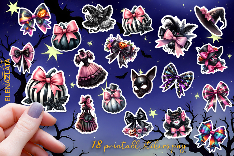 Halloween Stickers, pink bow Stickers