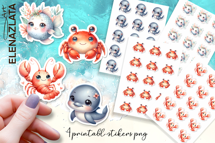 Stickers Under sea world. Childrens stickers