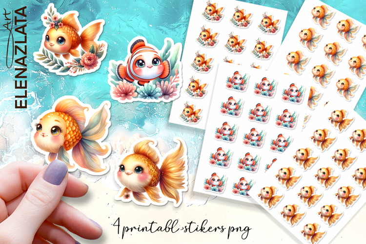 Stickers Under sea world. Childrens stickers