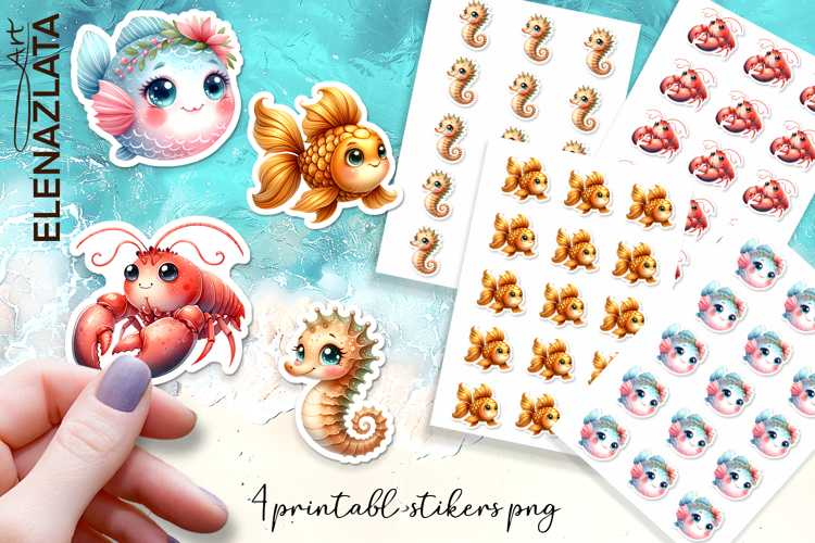 Stickers Under sea world. Childrens stickers