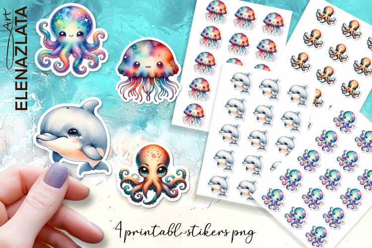 Stickers Under sea world. Childrens stickers