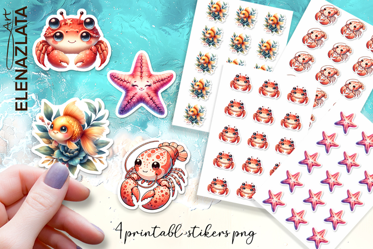 Stickers Under sea world. Childrens stickers