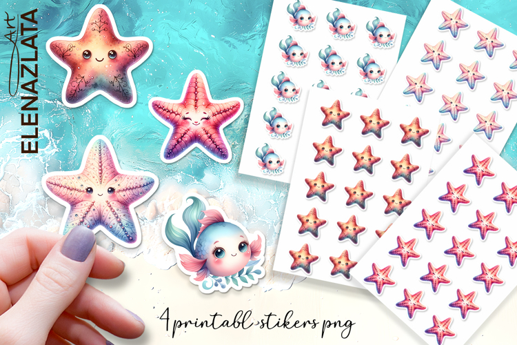Stickers Under sea world. Childrens stickers