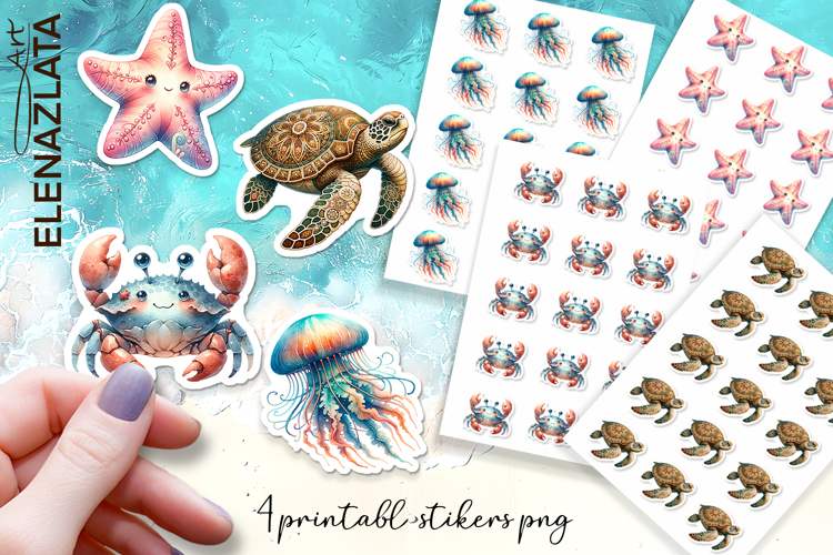 Stickers Under sea world. Childrens stickers