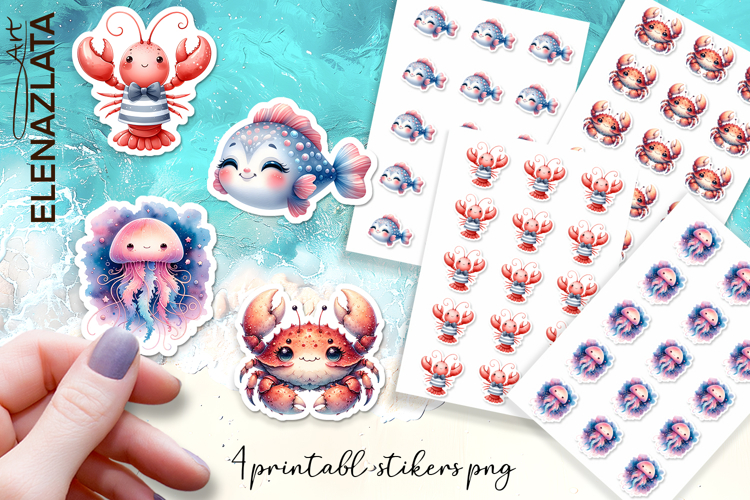 Stickers Under sea world. Childrens stickers