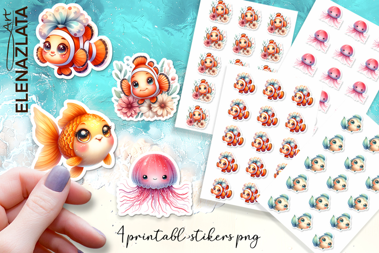 Stickers Under sea world. Childrens stickers