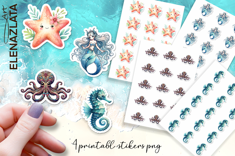 Stickers Under sea world. Childrens stickers