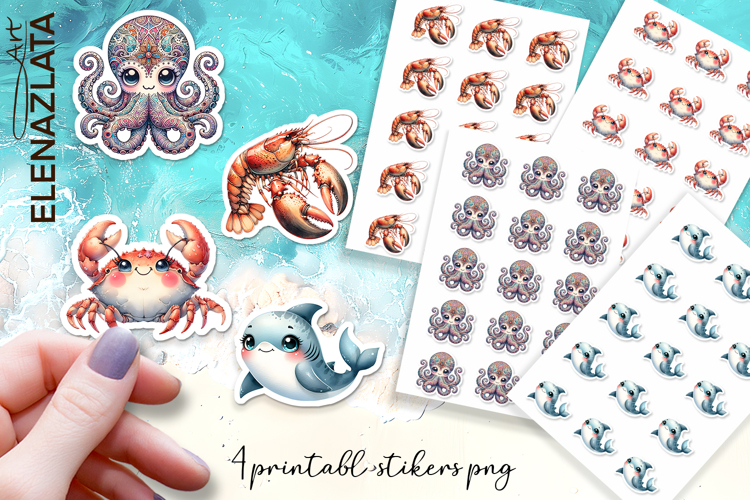 Stickers Under sea world. Childrens stickers