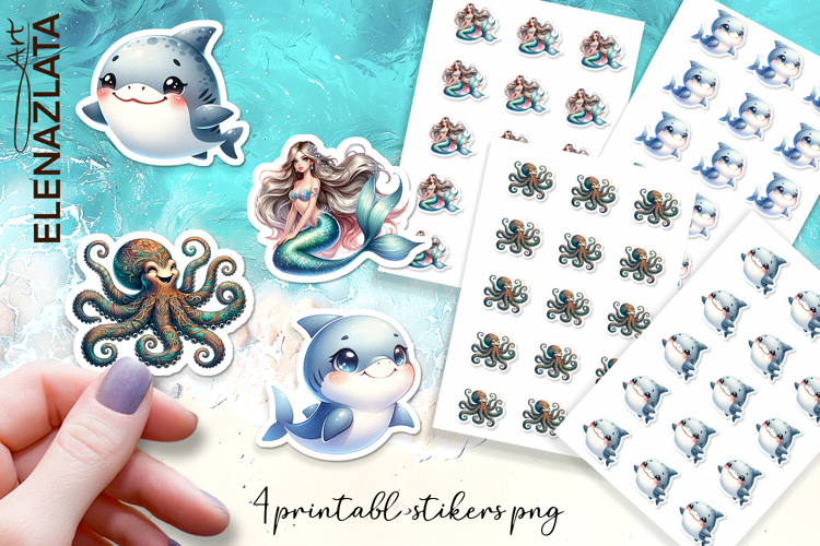 Stickers Under sea world. Childrens stickers