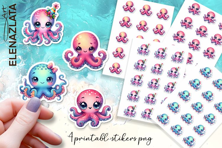 Stickers Under sea world. Childrens stickers