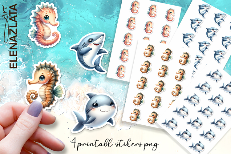 Stickers Under sea world. Childrens stickers