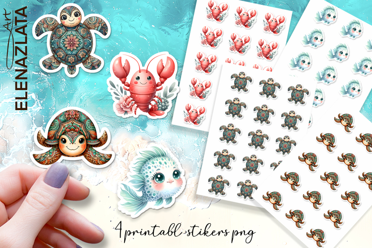 Stickers Under sea world. Childrens stickers