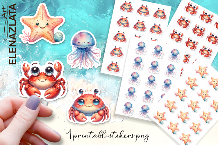Stickers Under sea world. Childrens stickers