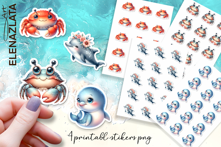 Stickers Under sea world. Childrens stickers