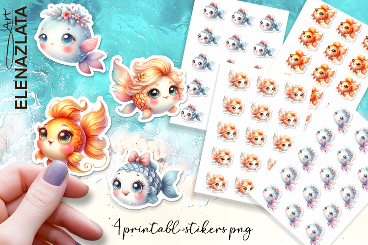 Stickers Under sea world. Childrens stickers