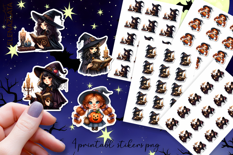 Halloween witch Stickers, neon cute witch pumpkin Stickers