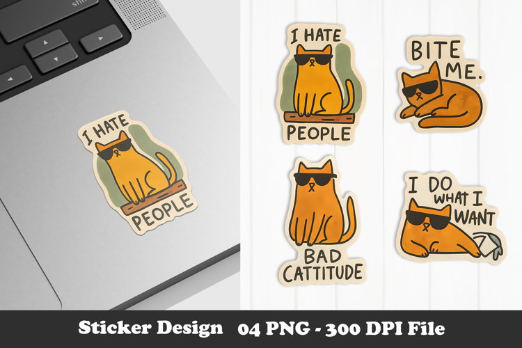 Funny Cat Attitude Sticker