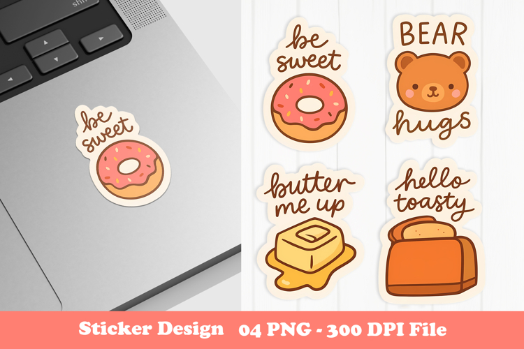 Sweet Breakfast Sticker | Donut, Toast   Butter Themed PNG