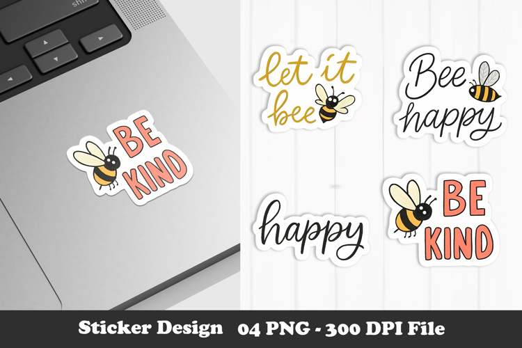 Bee Kind Sticker Set Cute Bee Positive Quote PNGs