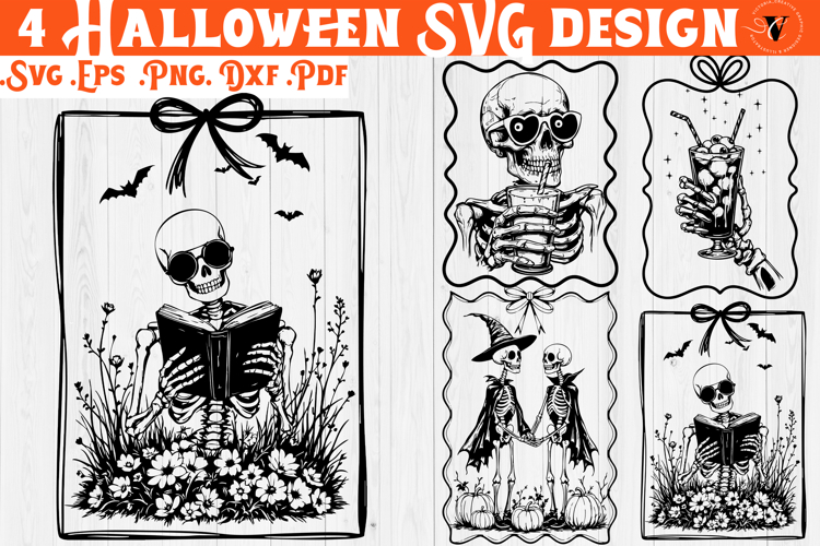 Coquette Retro Halloween SVG | Skeleton Coquette svg