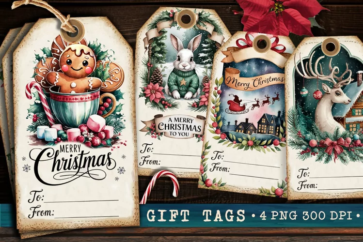 Christmas Gift Tags, Christmas labels, Christmas label tags