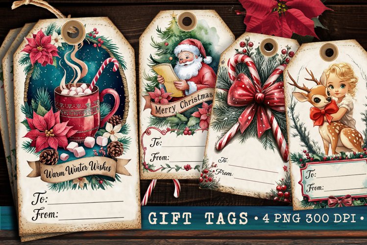Christmas Gift Tags, Christmas labels, Christmas label tags
