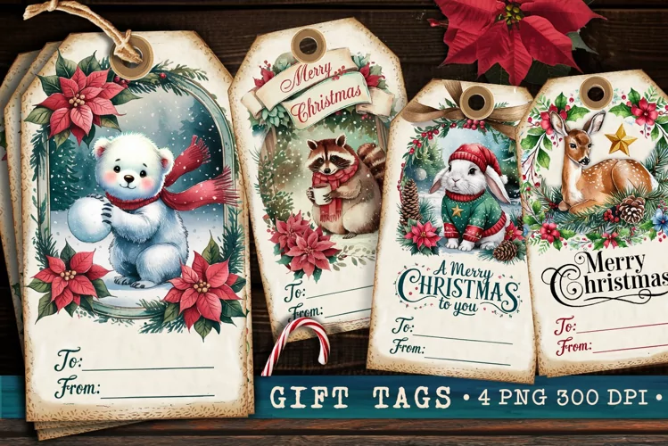 Christmas Gift Tags, Christmas labels, Christmas label tags