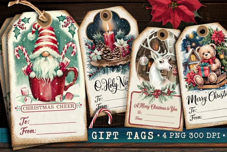 Christmas Gift Tags, Christmas labels, Christmas label tags