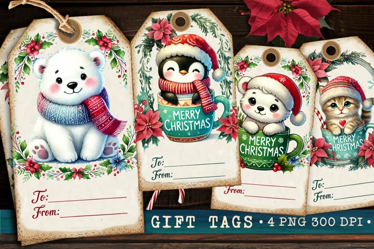 Christmas Gift Tags, Christmas labels, Christmas label tags