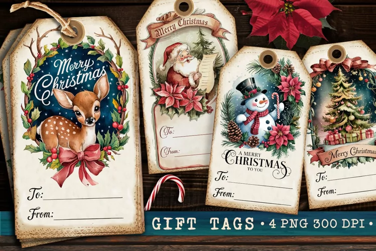 Christmas Gift Tags, Christmas labels, Christmas label tags