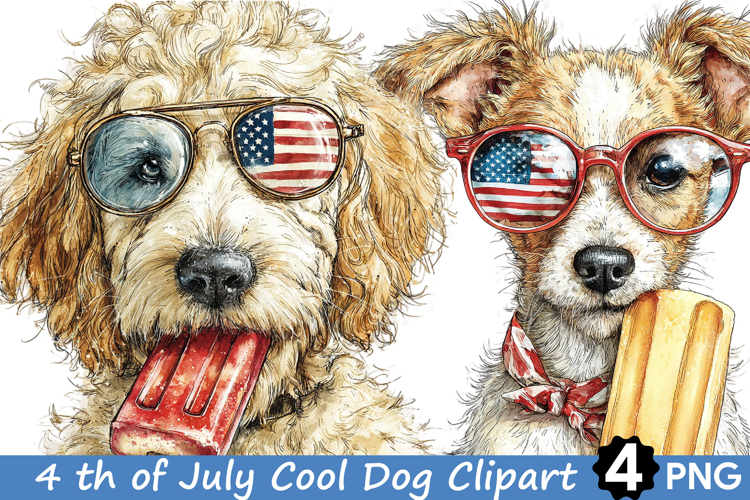 4 th of July Cool Dog Clipart