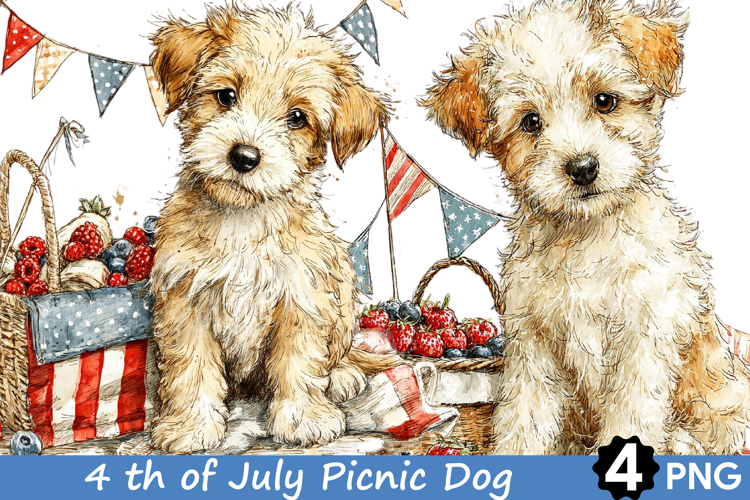 4 th of July Picnic Dog Clipart