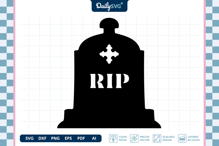Tombstone Silhouette SVG Halloween Graveyard Cut File