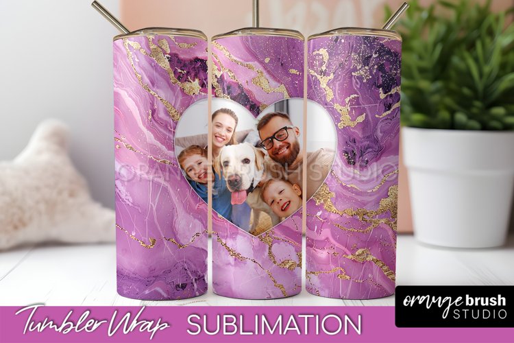 Photo Tumbler Wrap, Marble Family Frame Tumbler Sublimation
