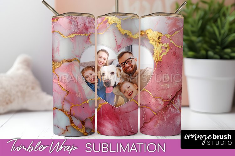 Photo Tumbler Wrap, Marble Family Frame Tumbler Sublimation