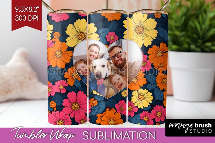 Retro Photo Tumbler PNG - Flowers Picture Tumbler Wrap