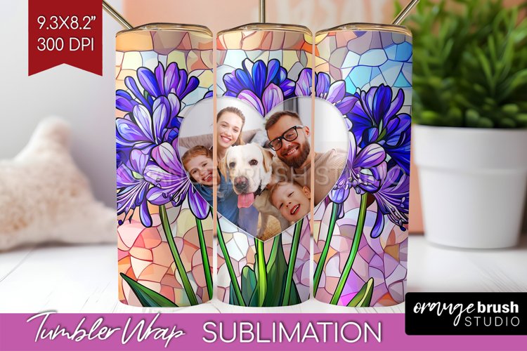 Stained Glass Photo Tumbler PNG - Flowers Picture Tumbler