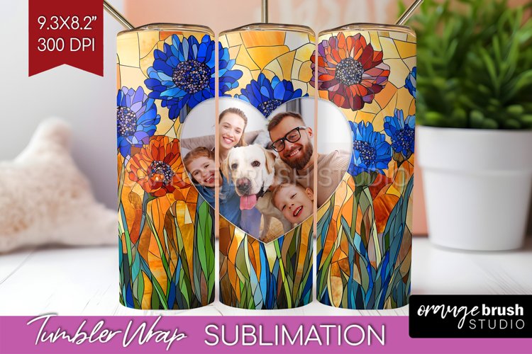 Stained Glass Photo Tumbler PNG - Flowers Picture Tumbler