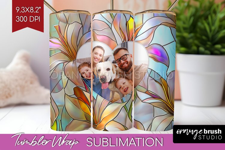 Stained Glass Photo Tumbler PNG - Flowers Picture Tumbler