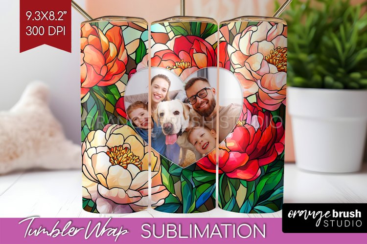 Stained Glass Photo Tumbler PNG - Flowers Picture Tumbler