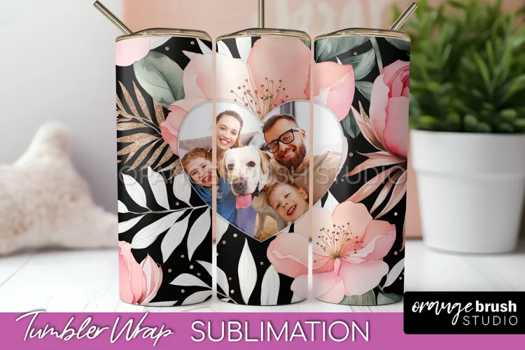 Photo Tumbler Wrap, Floral Picture Frame Tumbler Sublimation